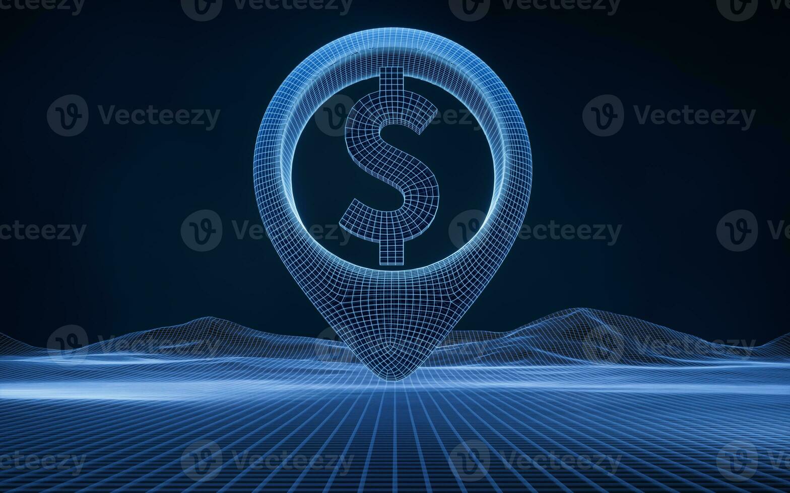 Money sign with blue digital lines structure, 3d rendering. photo