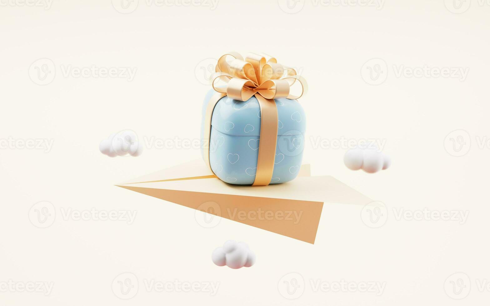 Gift box with cartoon style, 3d rendering. photo