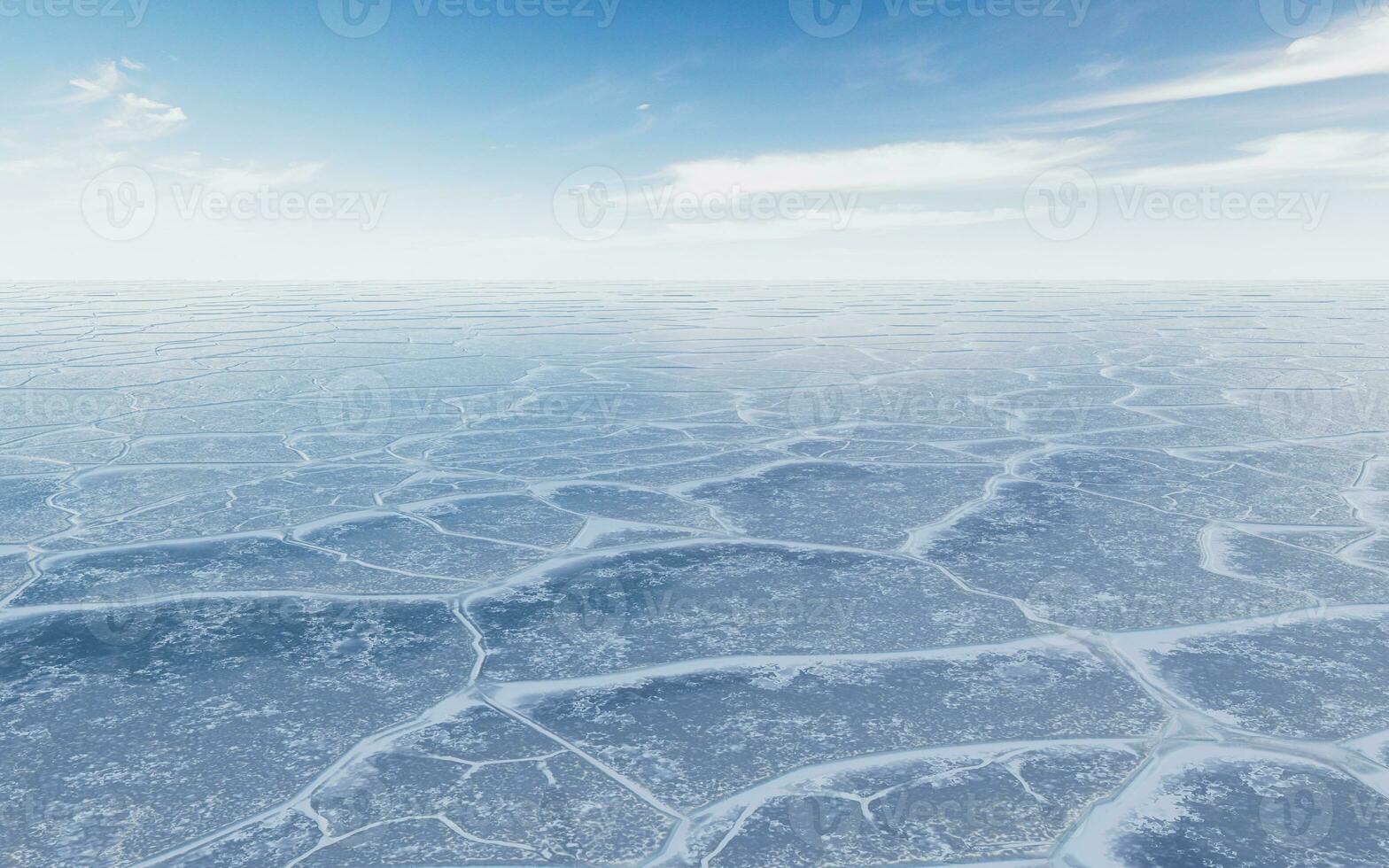 Ice ground with crack pattern, 3d rendering. photo