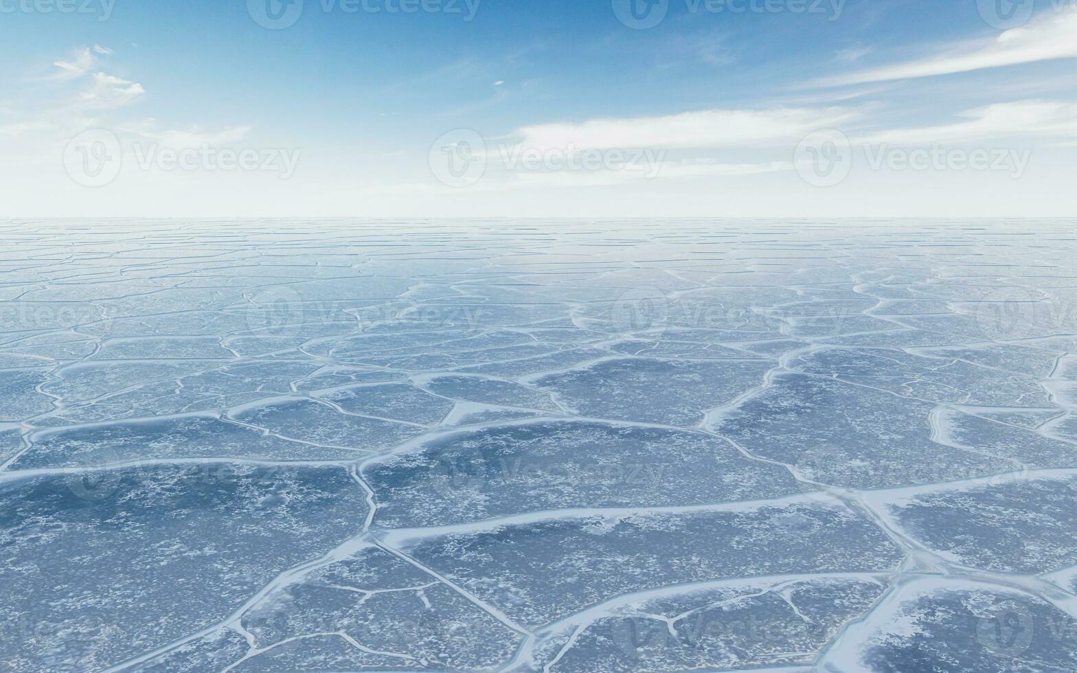 hielo suelo con grieta patrón, 3d representación. foto