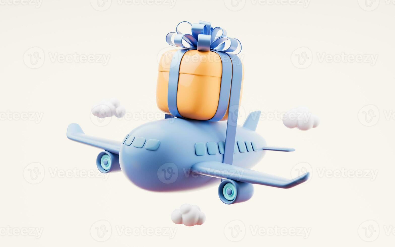 Gift box with cartoon style, 3d rendering. photo