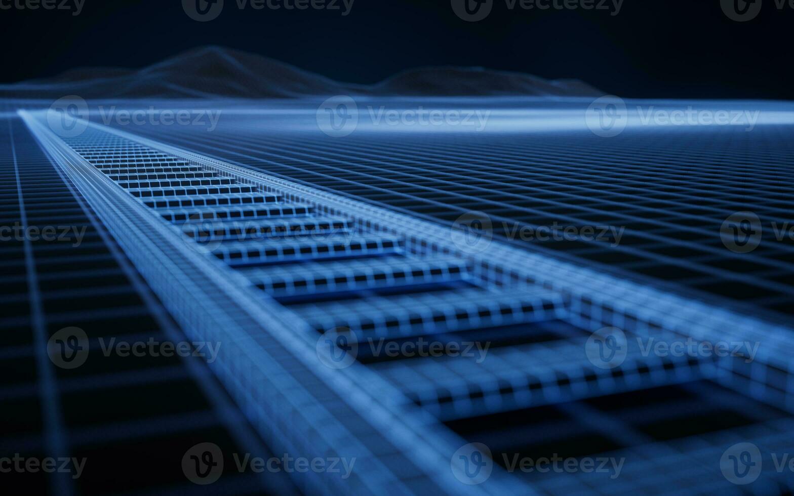 Railway and digital space, 3d rendering. photo