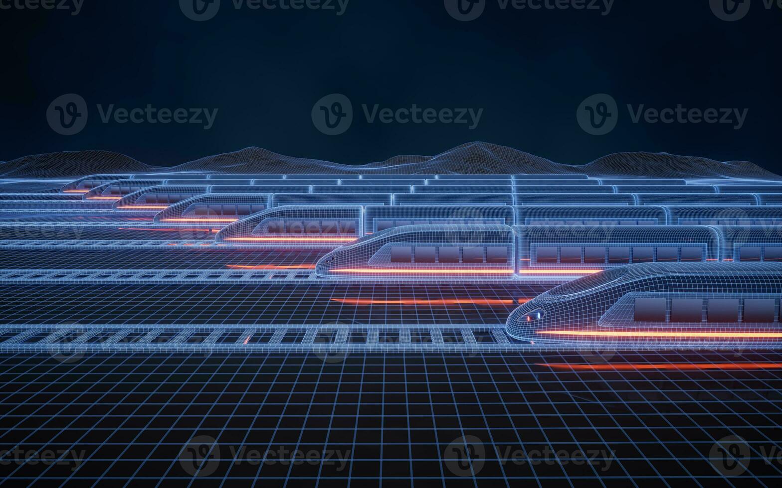 Digital high speed railway bullet train, 3d rendering. photo