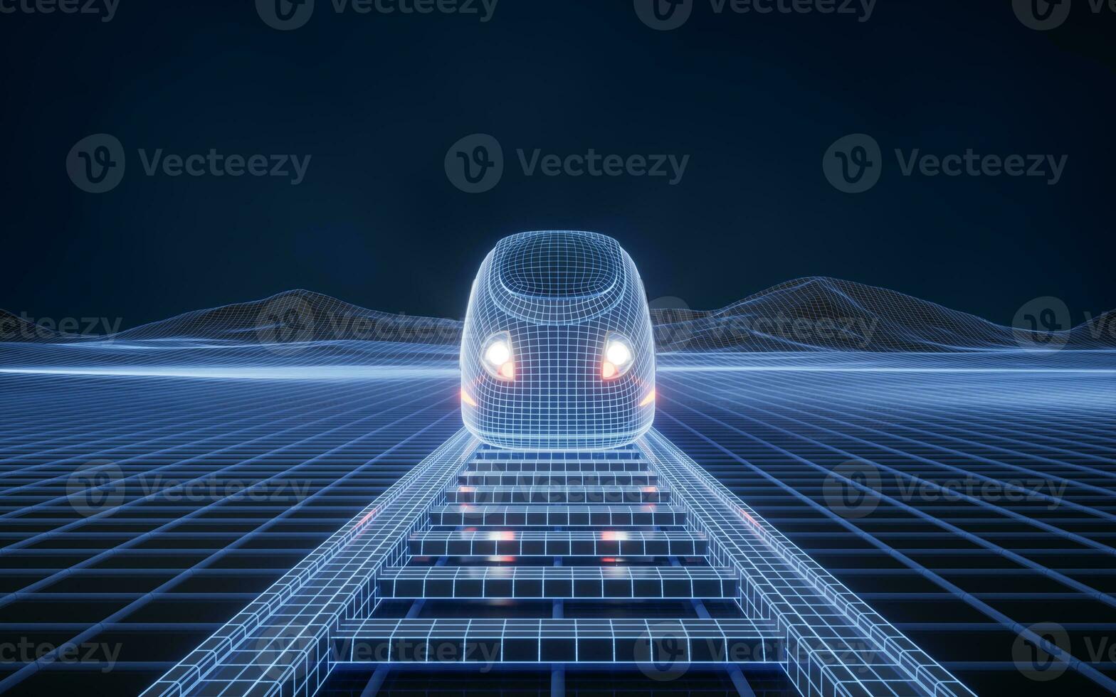 Digital high speed railway bullet train, 3d rendering. photo