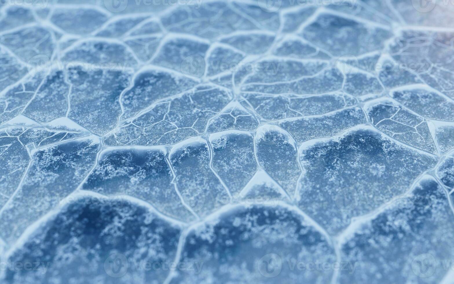 Ice ground with crack pattern, 3d rendering. photo