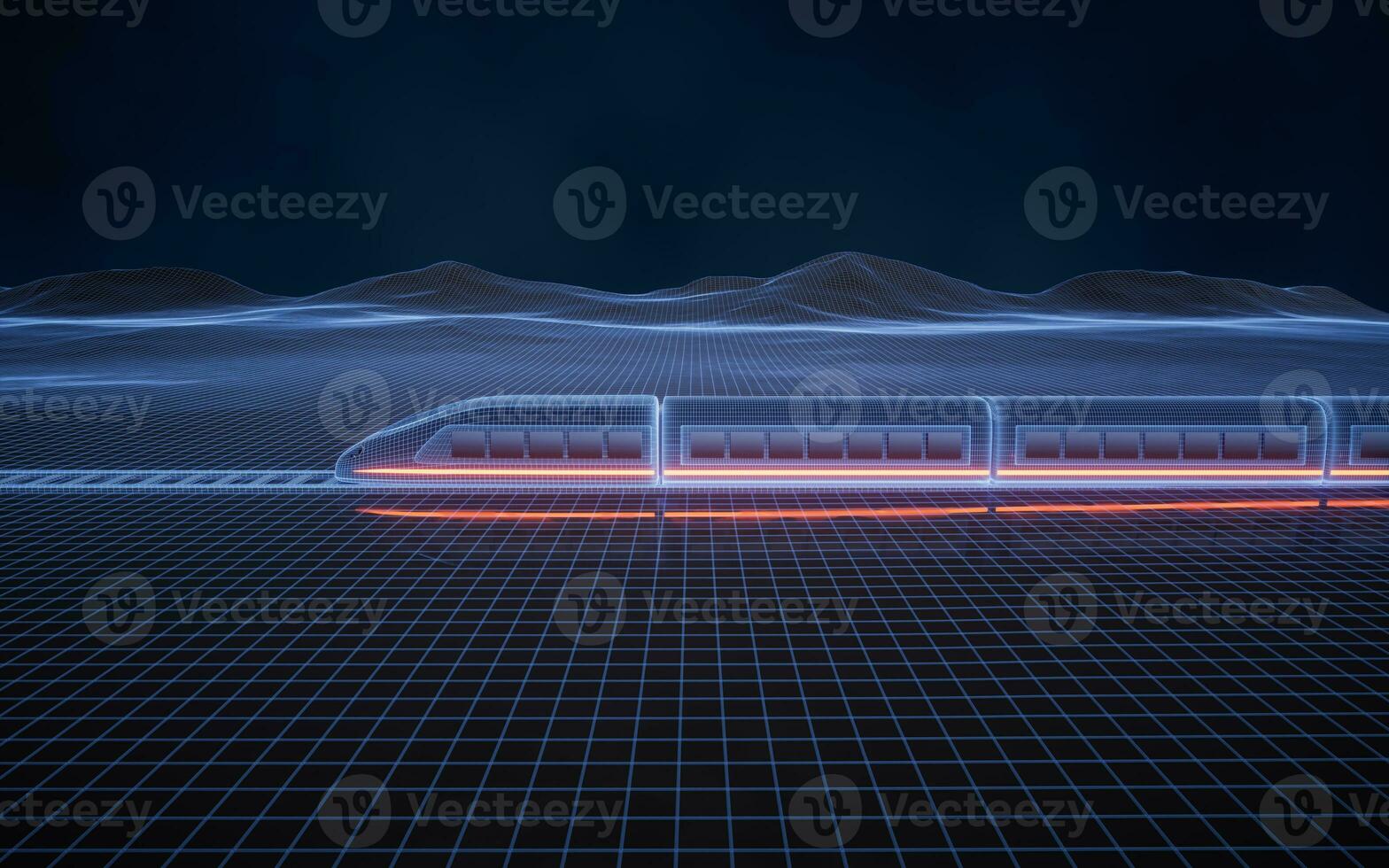 Digital high speed railway bullet train, 3d rendering. photo