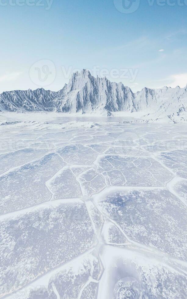 Ice ground with crack pattern, 3d rendering. photo