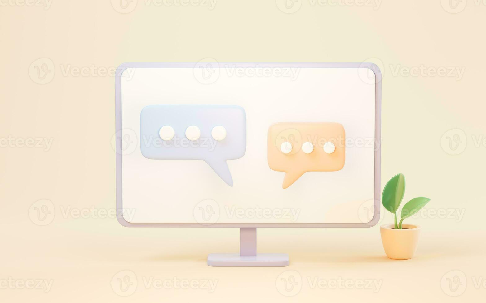 Chat bubble with cartoon style, 3d rendering. photo