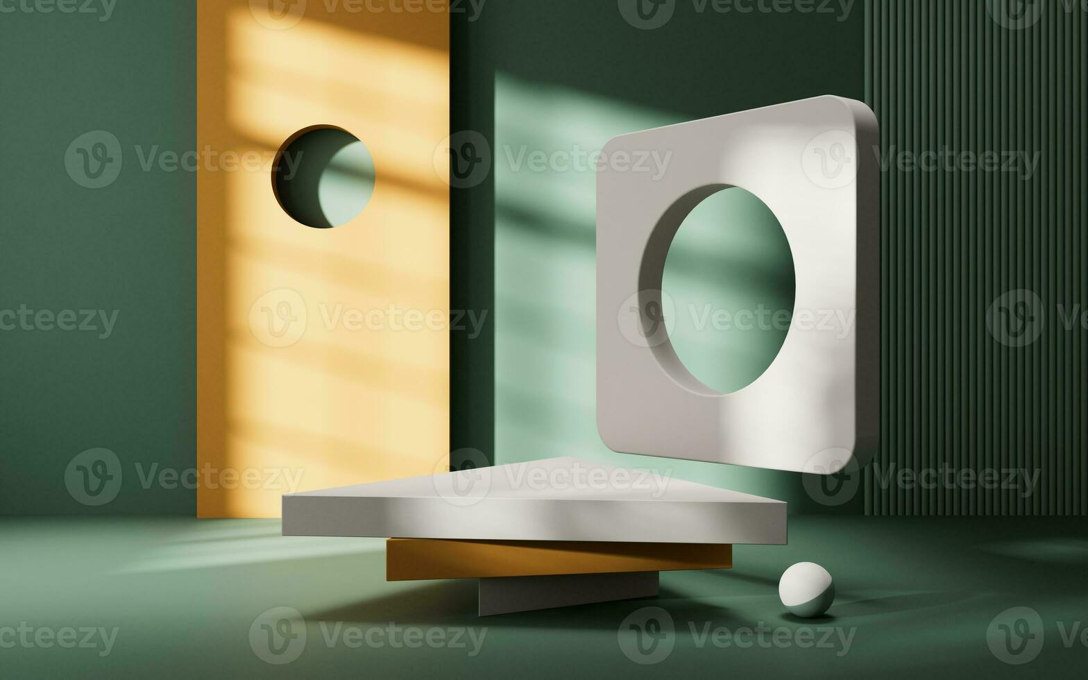 Empty stage with geometry interior background, 3d rendering. photo