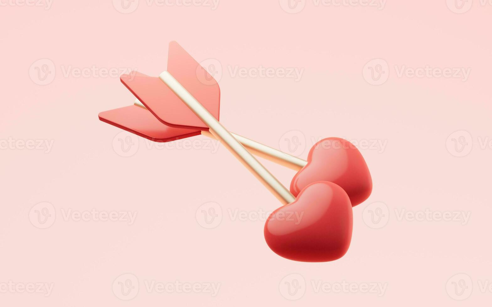 Love heart arrow with Valentine's Day concept, 3d rendering. photo