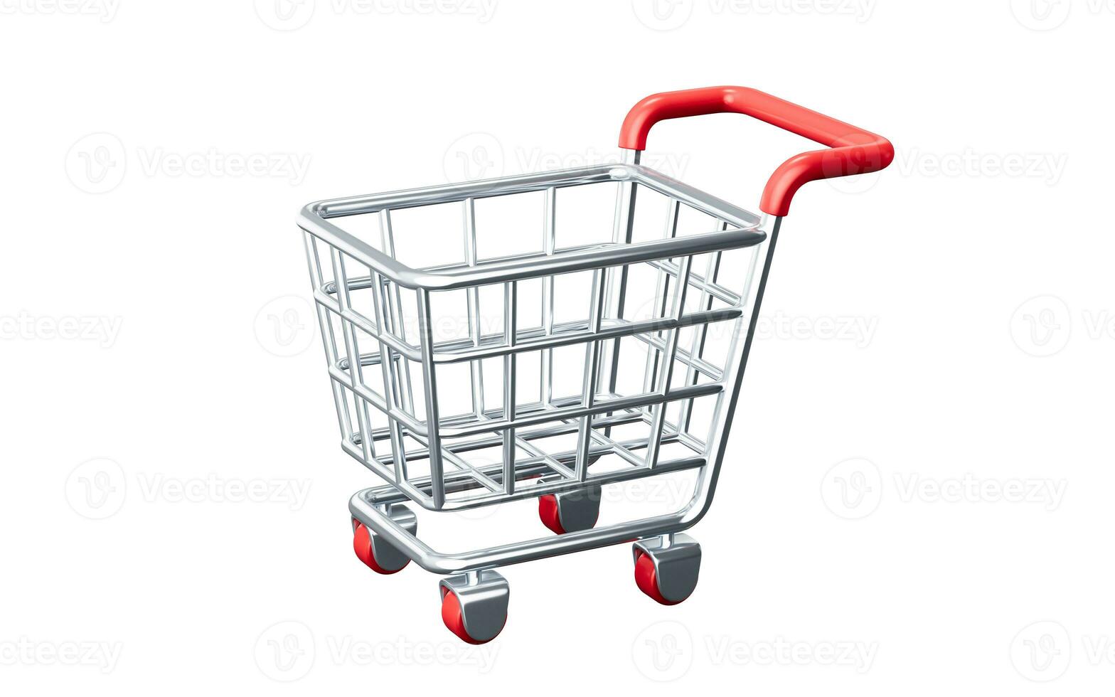 Shopping cart with cartoon style, 3d rendering. photo