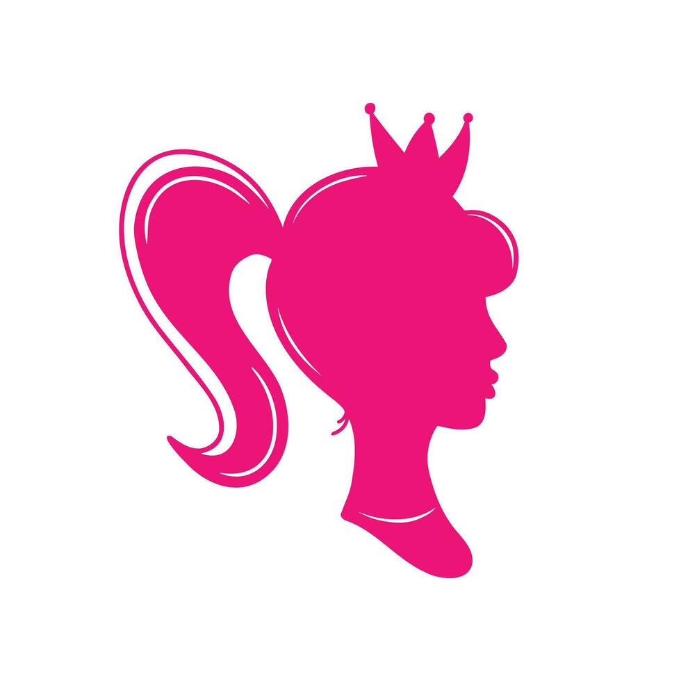 princess silhouette with crown, portrait. Illustration for backgrounds and packaging. Image can be used for greeting cards, posters and stickers. Isolated on white background. vector