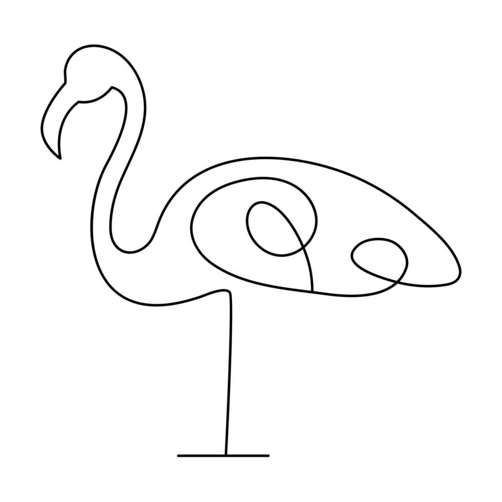 one single line drawing of cute heron bird vector illustration art