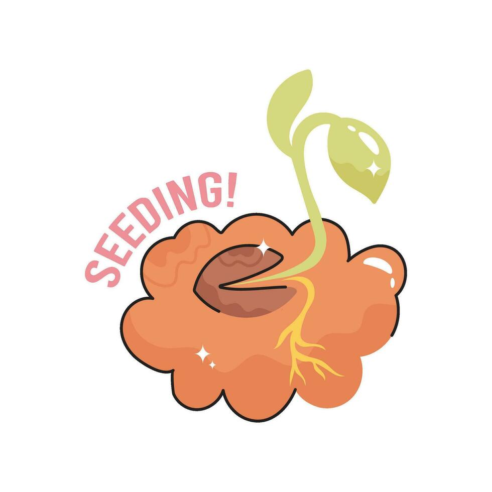 Seeding doodle vector colorful Sticker. EPS 10 file