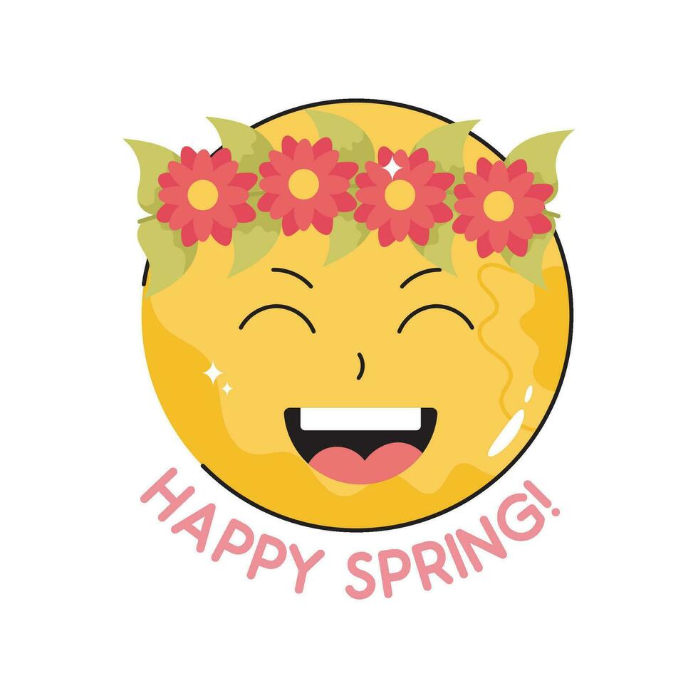 Happy spring doodle vector colorful Sticker. EPS 10 file