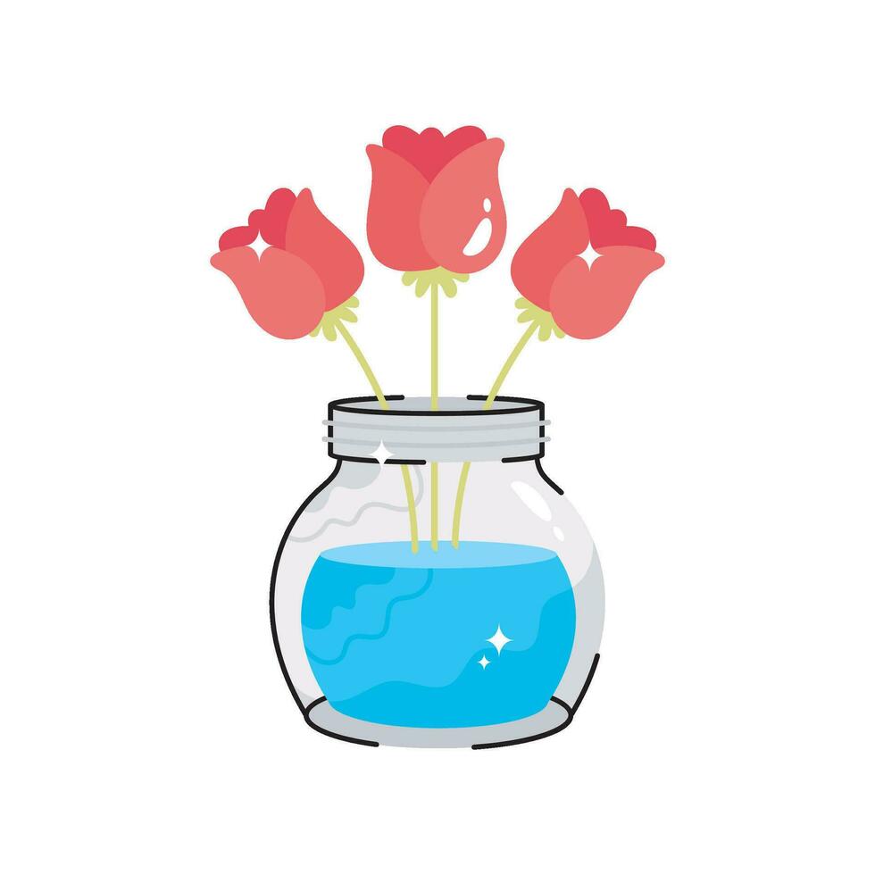 Flower pot doodle vector colorful Sticker. EPS 10 file