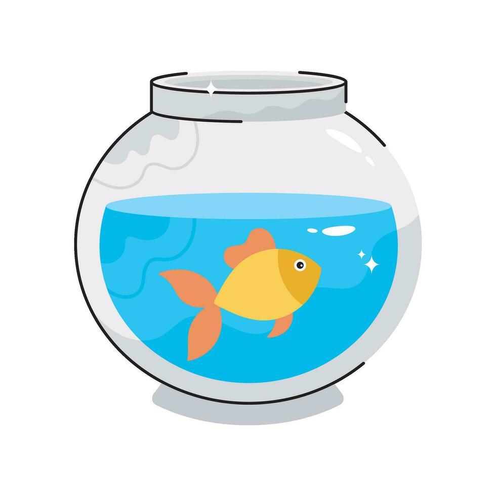 Fish jar doodle vector colorful Sticker. EPS 10 file