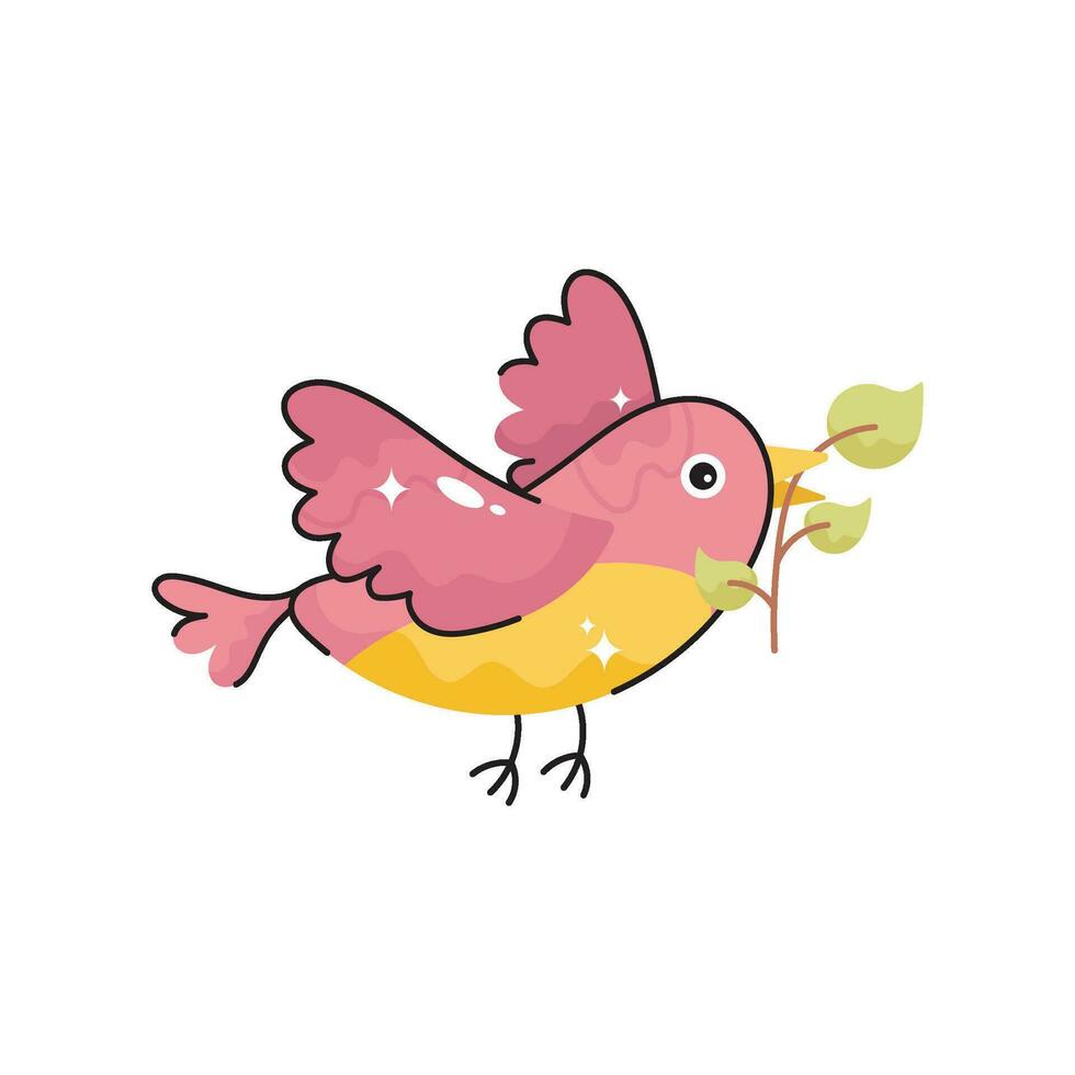 Bird doodle vector colorful Sticker. EPS 10 file