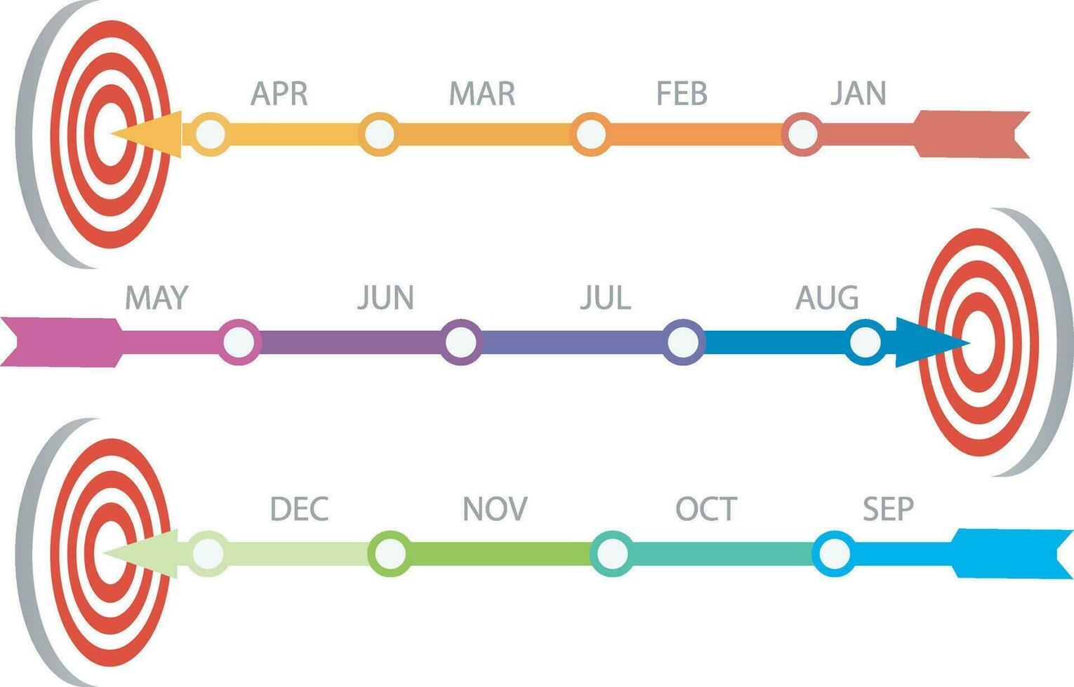 Infographic template for business. Target with project of the year timeline, presentation vector infographic.