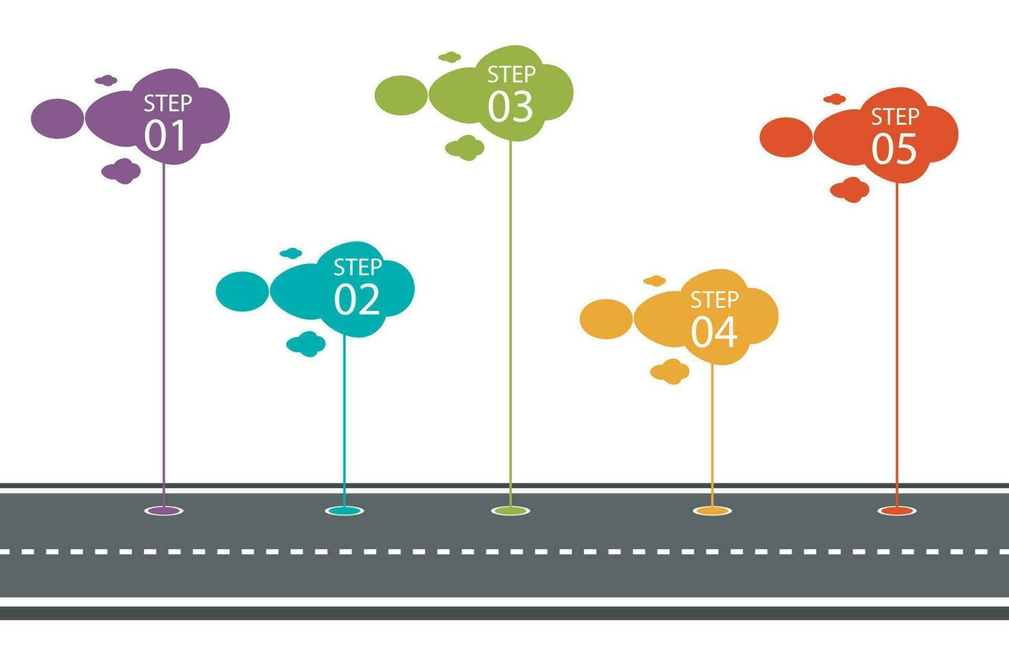 infographic template 5 step for business road to success vector illustration