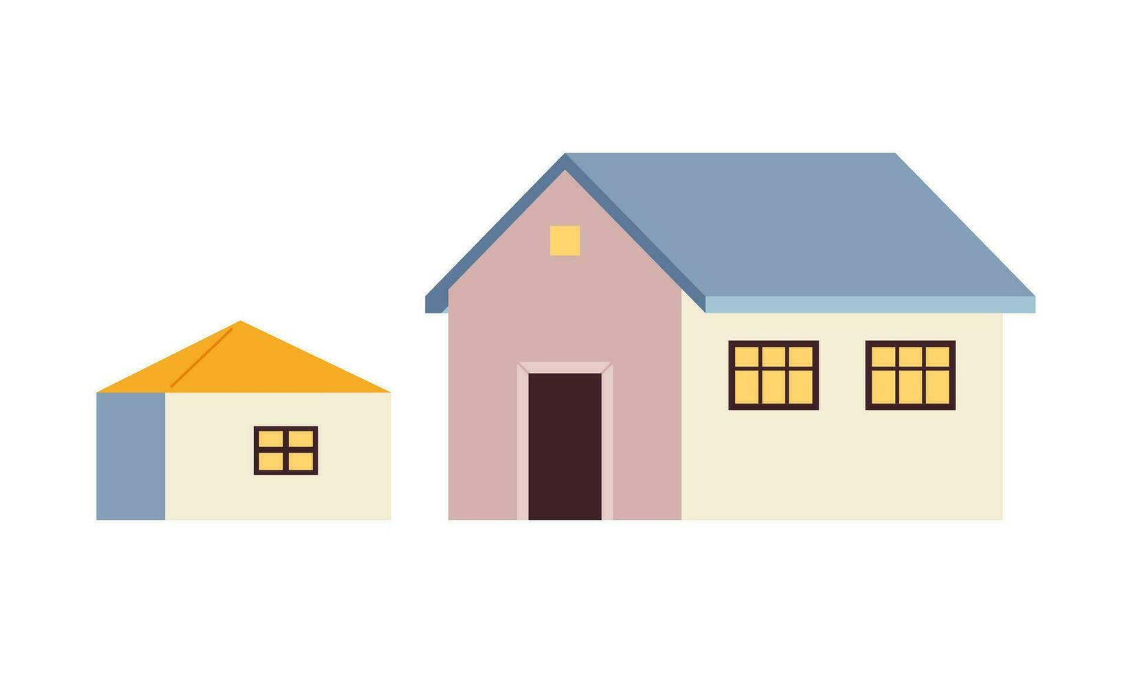 Small town semi flat colour vector object. Places for living. Houses. Editable cartoon clip art icon on white background. Simple spot illustration for web graphic design