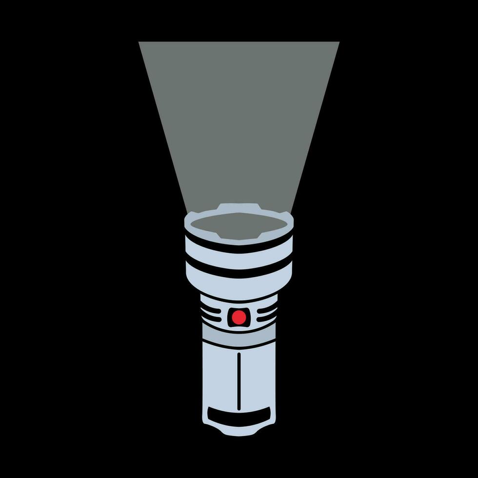 Flashlight vector icon on black background.