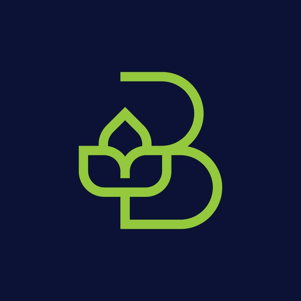 Letra b naturaleza hoja diseño de logotipo, diseños de logotipos modernos plantilla de ilustración vectorial vector