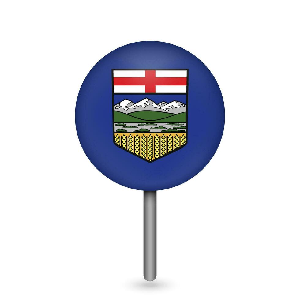 Map pointer with province Alberta. Vector illustration.