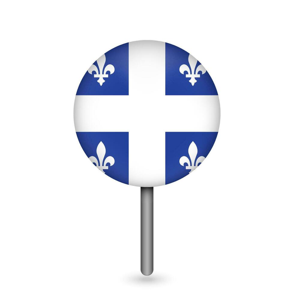 Map pointer with province Quebec. Vector illustration.