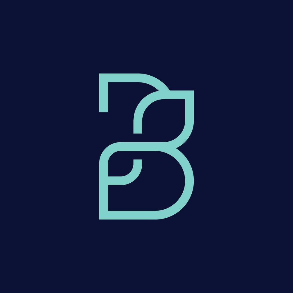Simple Monoline Letter B and Coffee Bean Logo Design vector