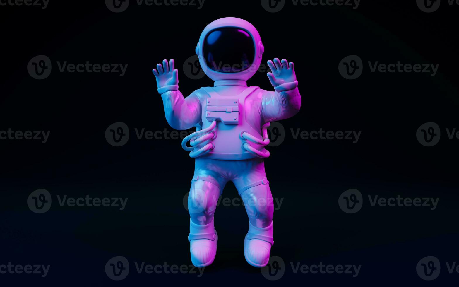 Spaceman with fantastic lights, 3d rendering. photo