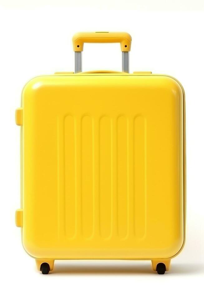 amarillo maleta aislado foto