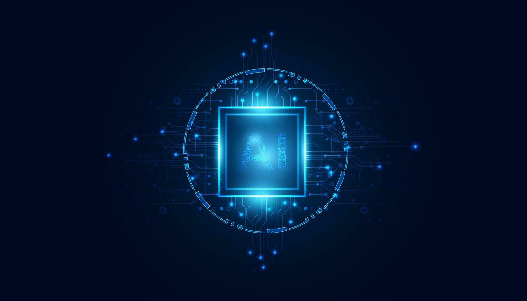 resumen artificial inteligencia en circulo digital y tecnología antecedentes con computadora sistemas ligero azul. vector