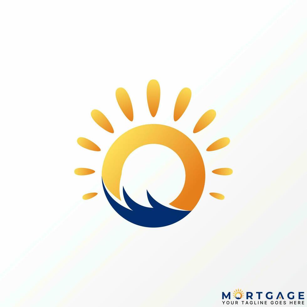 Logo design graphic concept creative abstract premium vector stock initial letter O font with sunrise big waves. Related happy morning vacation beach