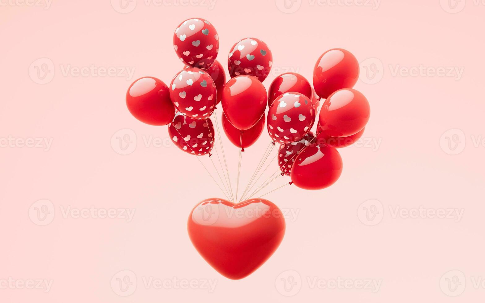 Love heart with 3d cartoon style, festival celebration, 3d rendering. photo