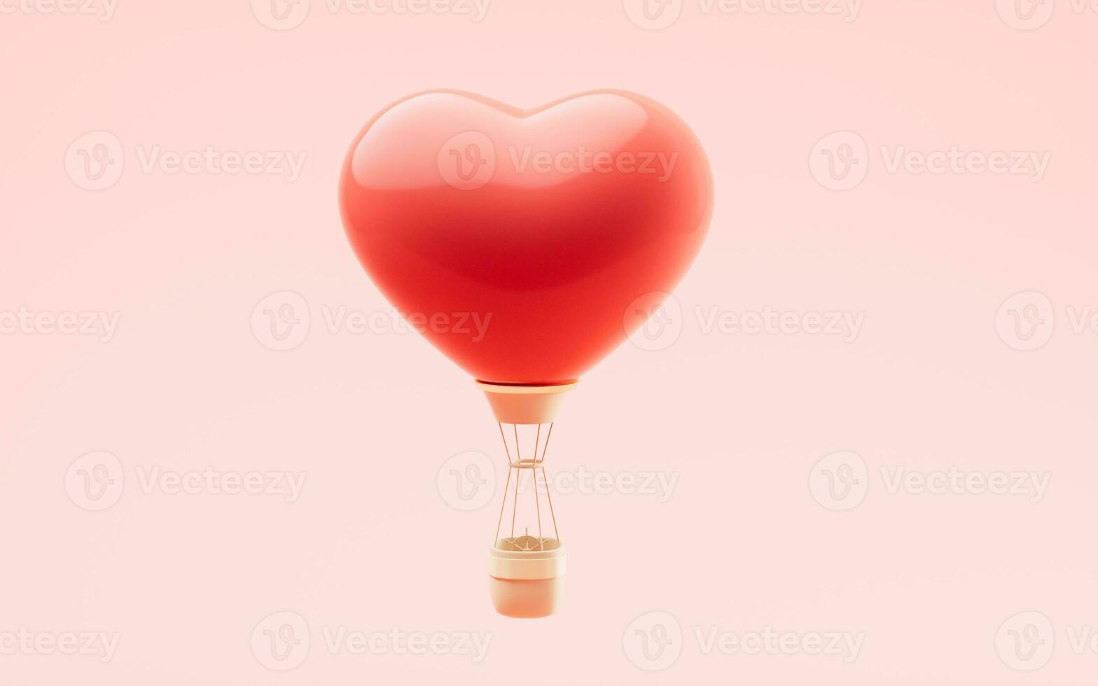 Love heart with 3d cartoon style, festival celebration, 3d rendering. photo