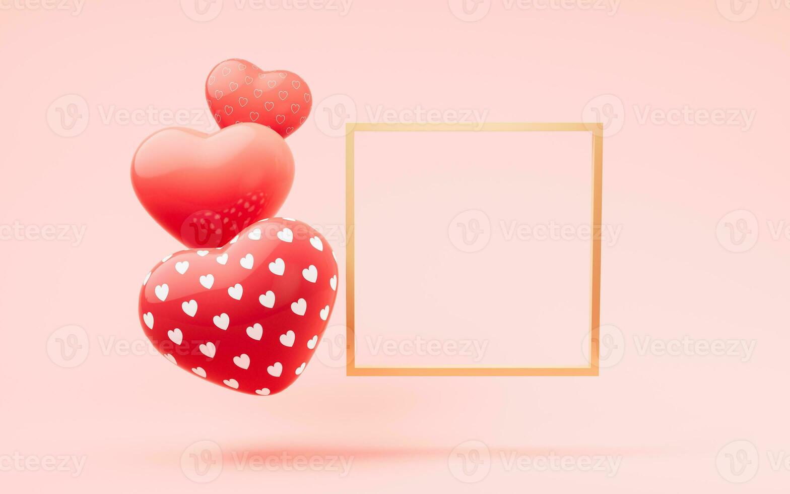 Love heart with 3d cartoon style, festival celebration, 3d rendering. photo