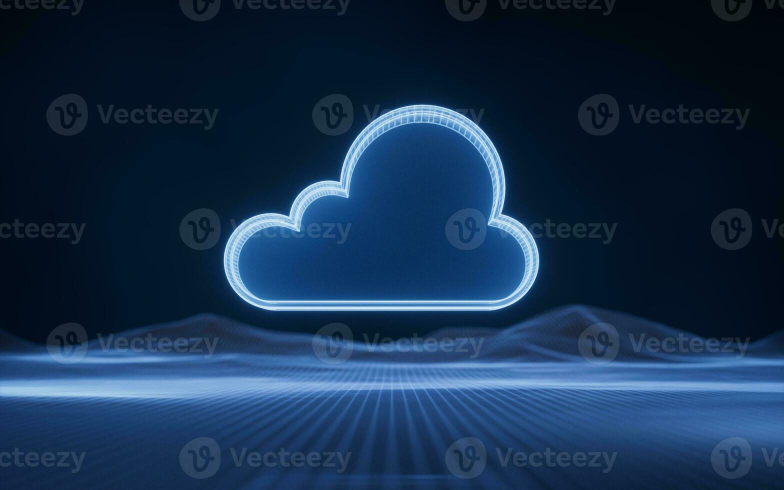 Cloud computing with digital grid, 3d rendering. photo