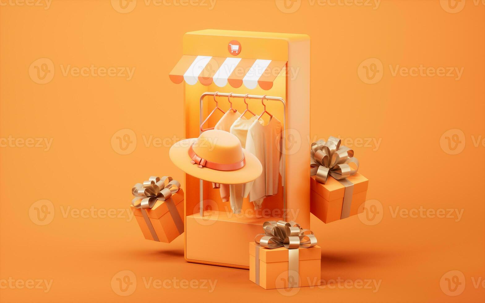 Online clothing store, 3d rendering. photo