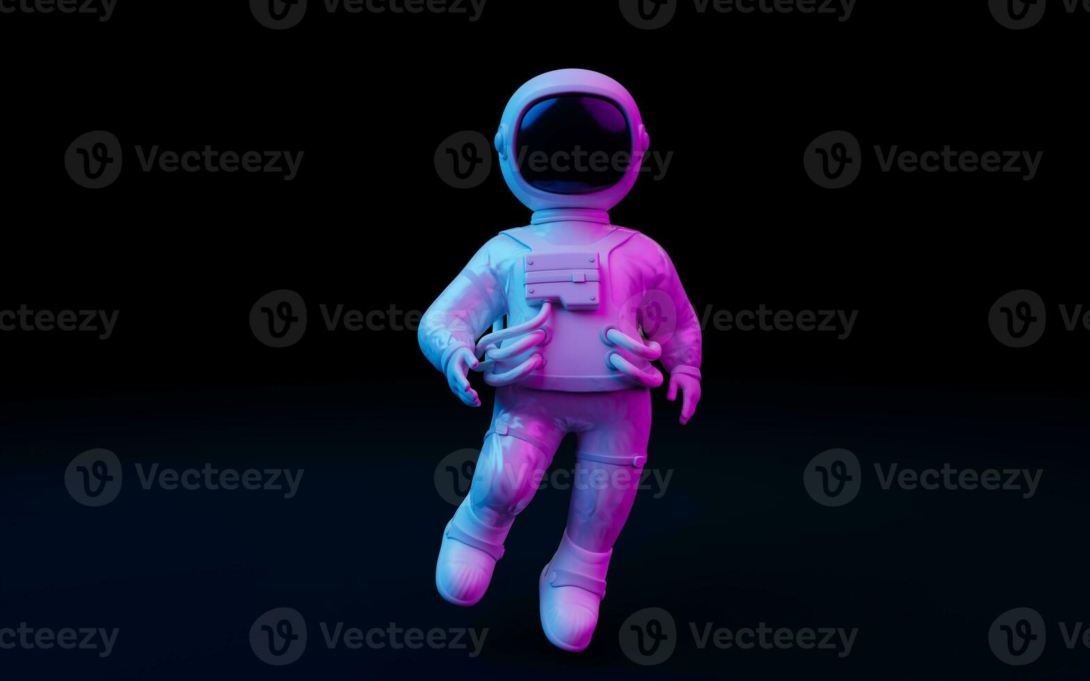 Spaceman with fantastic lights, 3d rendering. photo