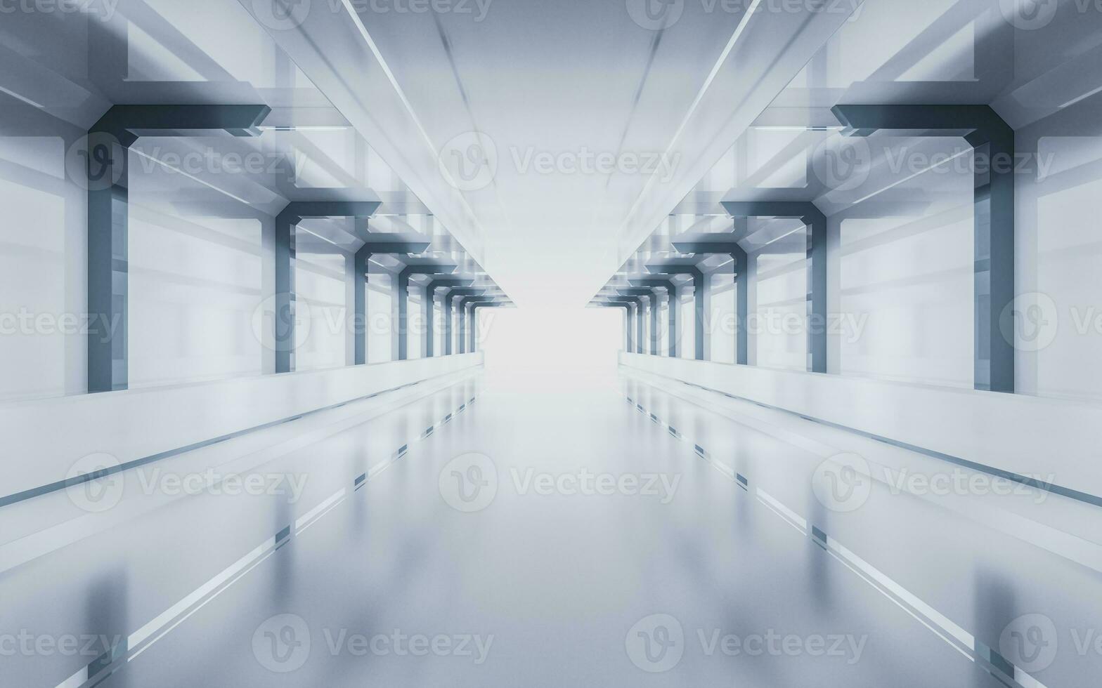 White empty tunnel, futuristic tunnel, 3d rendering. photo