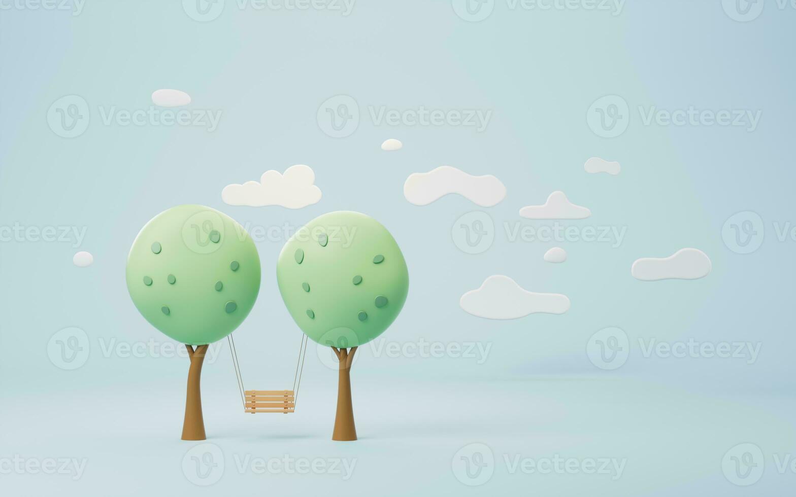 Park scene with cartoon style, 3d rendering. photo