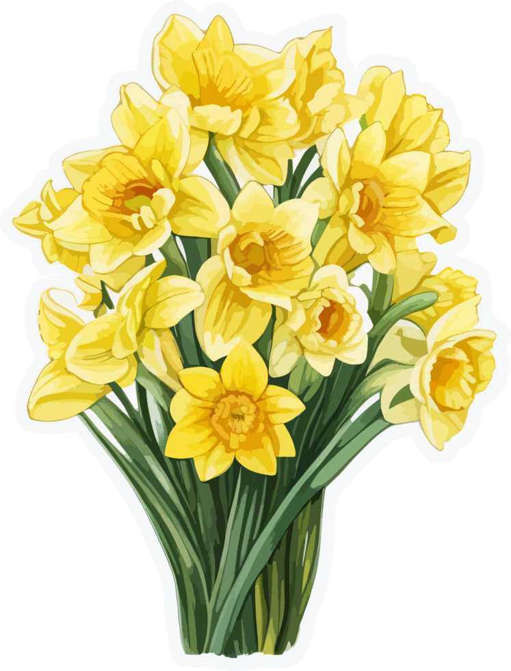 Daffodil Flowers Illustration with AI Generative png