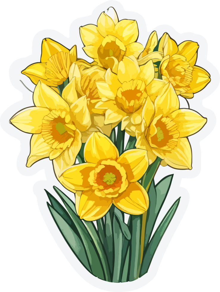 Daffodil Flowers Sticker with AI Generative png