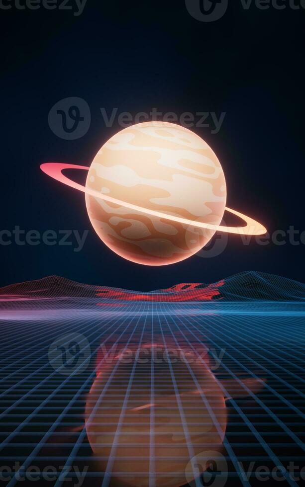 Planet and outer space background, 3d rendering. photo