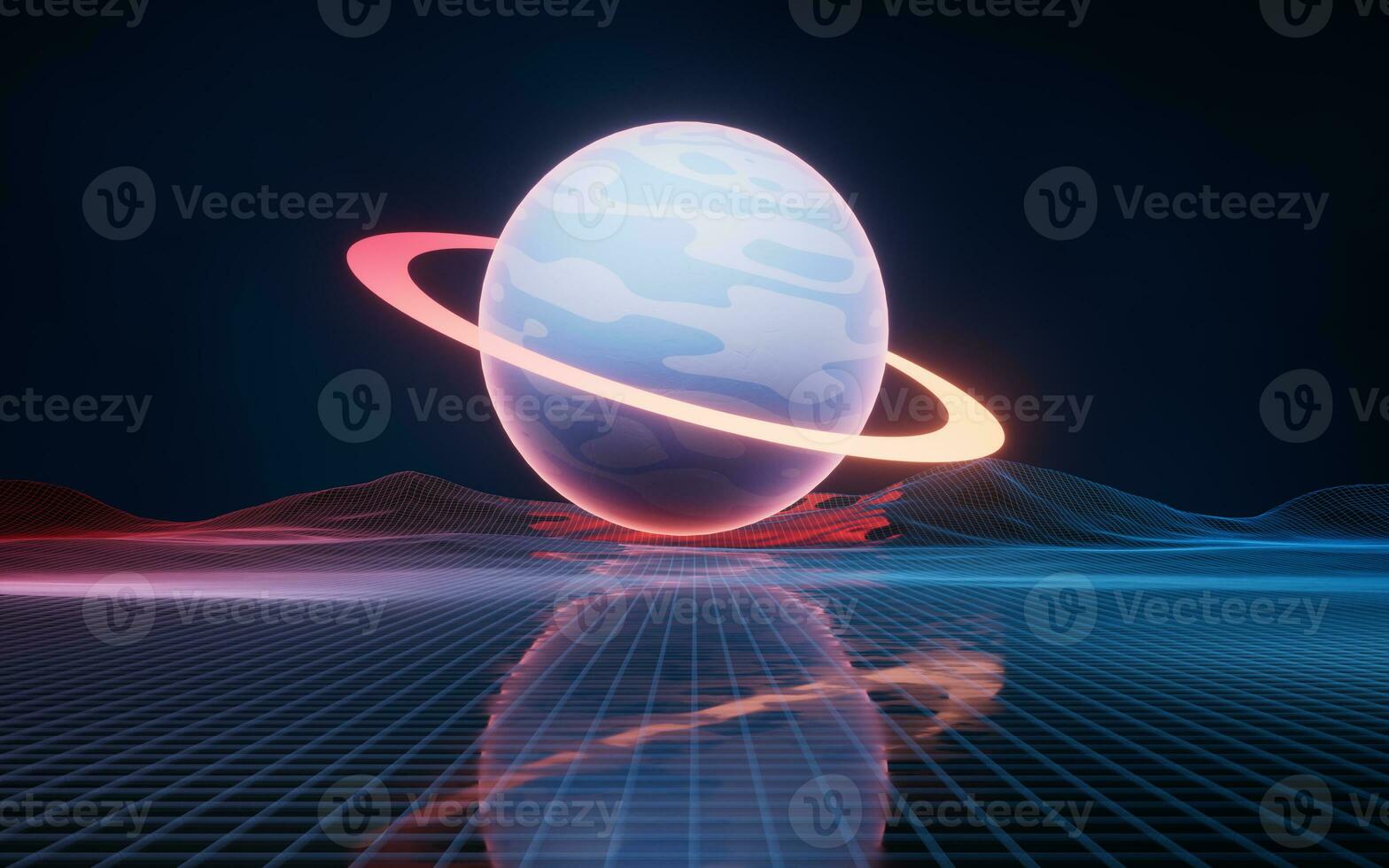 Planet and outer space background, 3d rendering. photo
