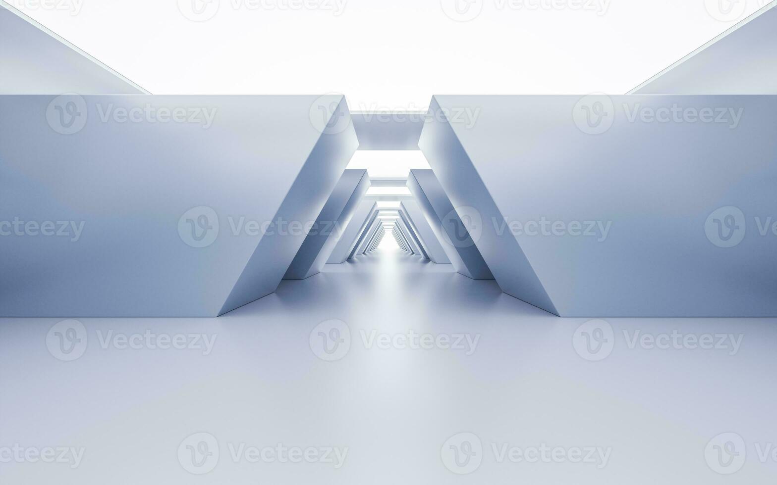 Empty white tunnel with futuristic style, 3d rendering. photo