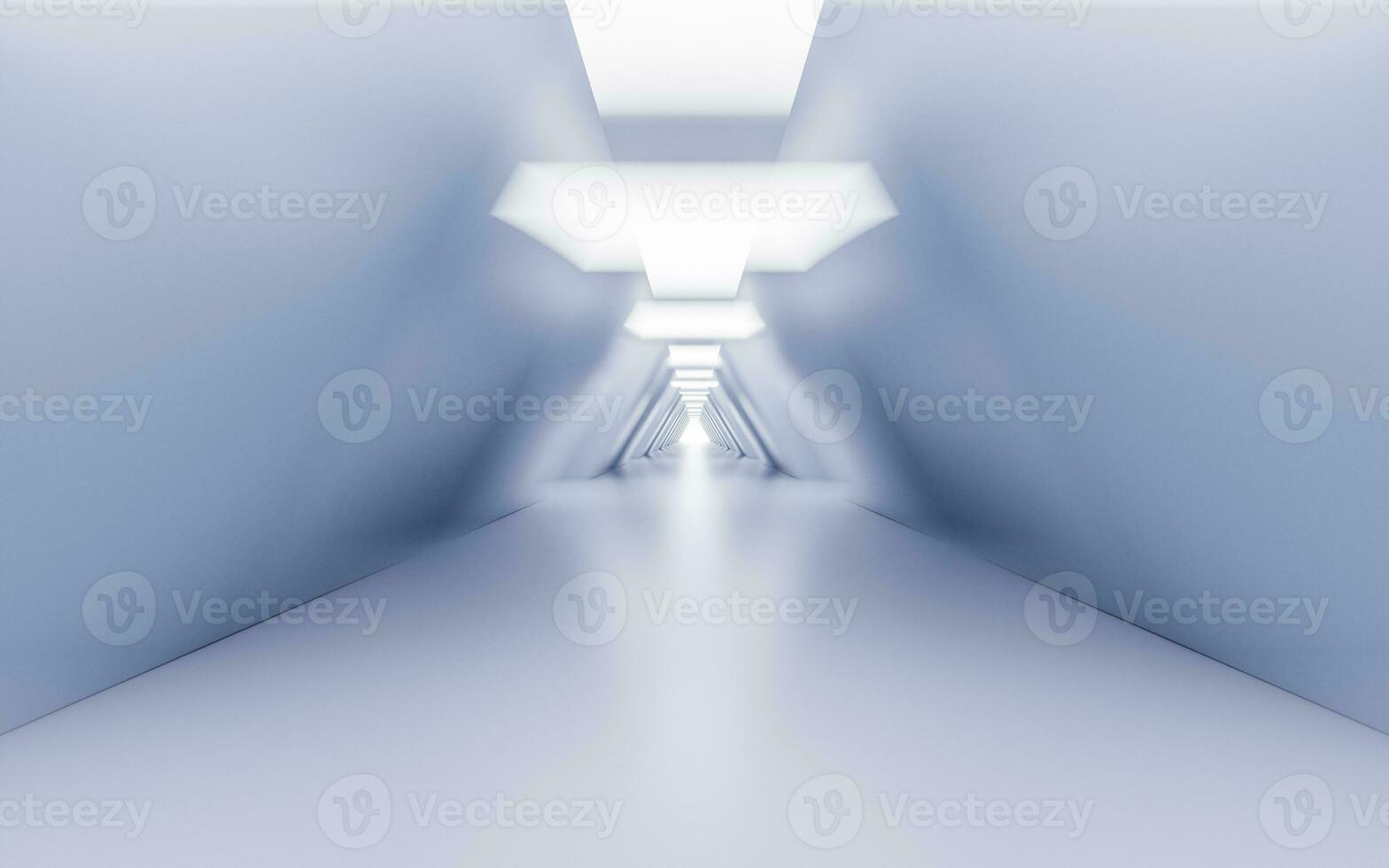 Empty white tunnel with futuristic style, 3d rendering. photo