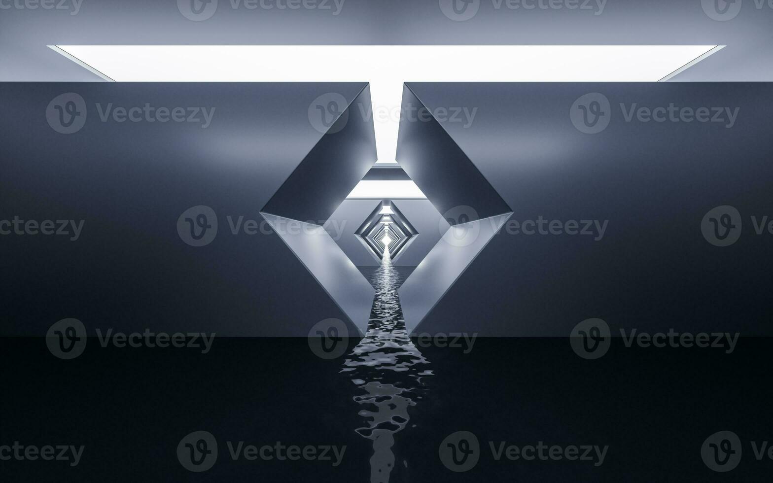 Empty tunnel with futuristic style, 3d rendering. photo