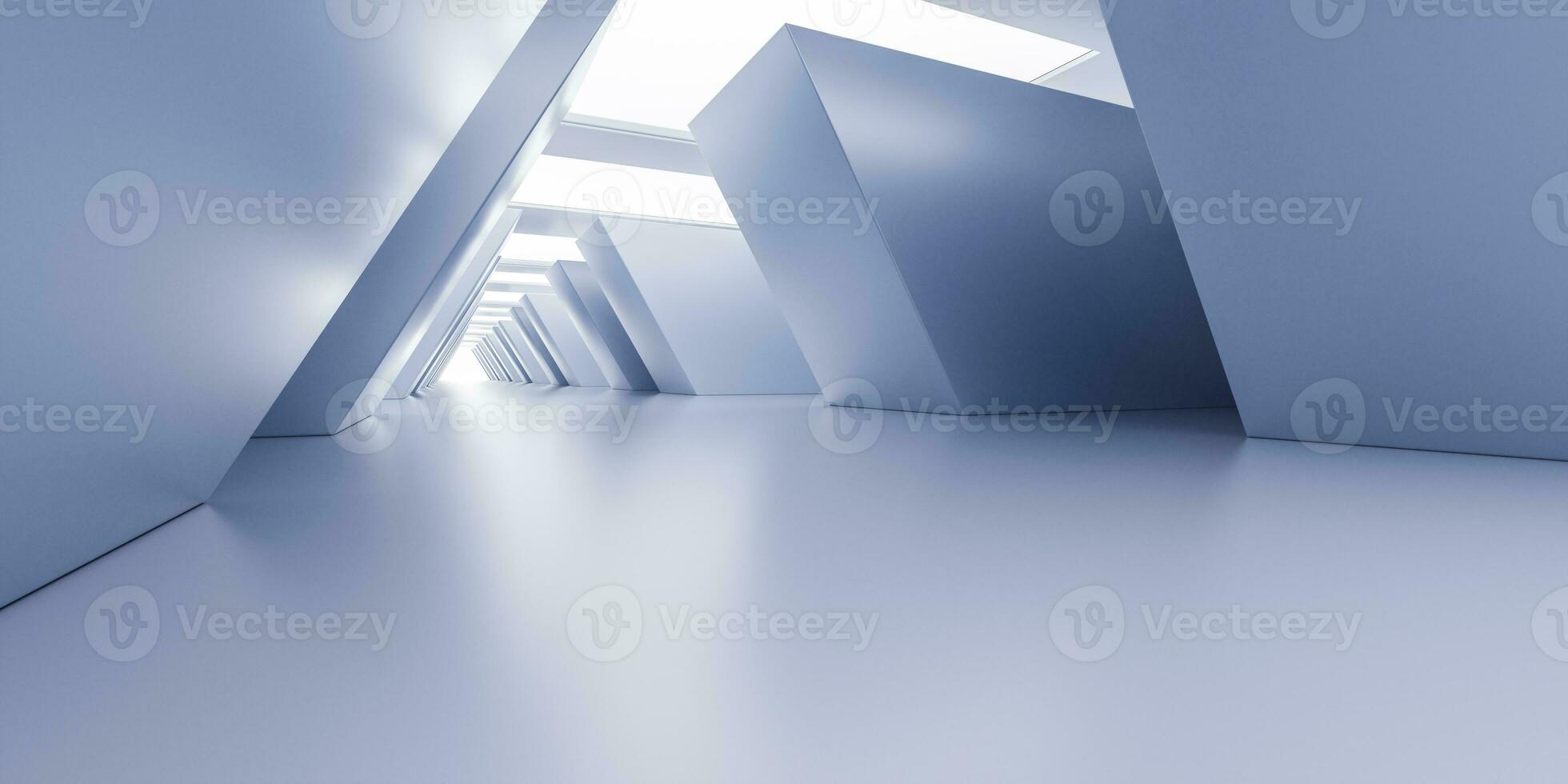 Empty white tunnel with futuristic style, 3d rendering. photo